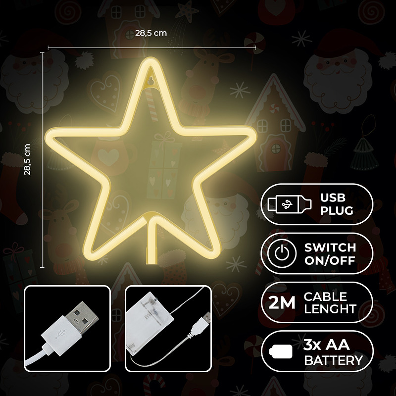 Neon LED CHRISTMAS PENTASTAR warm white FLNE22 Forever Light - Billede 5