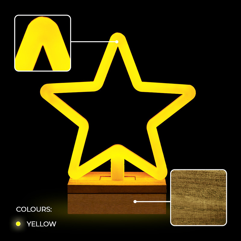 Neon Wood Stand LED STAR warm white FLNW04 Forever Light - Billede 4