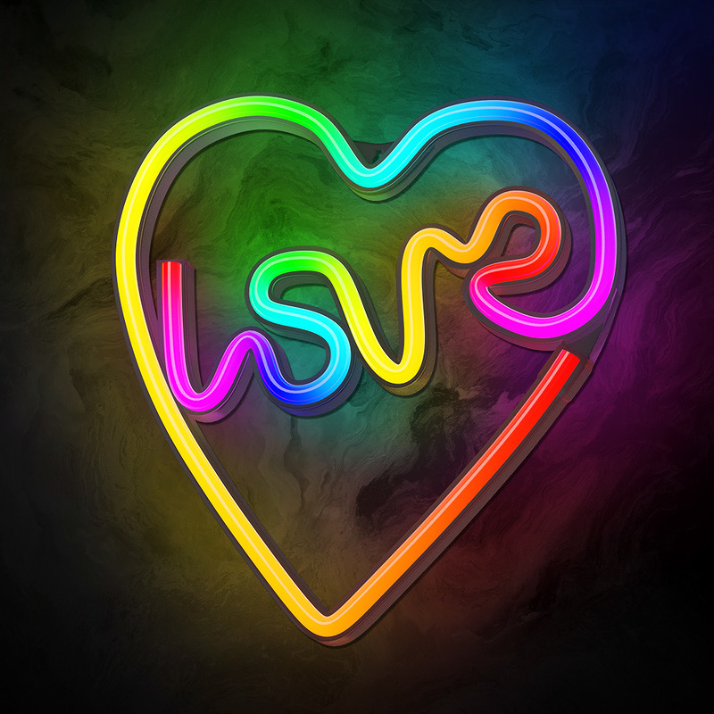 Neon LED RGB LOVE IN HEART FLRN02 + RC Forever Light - Billede 4