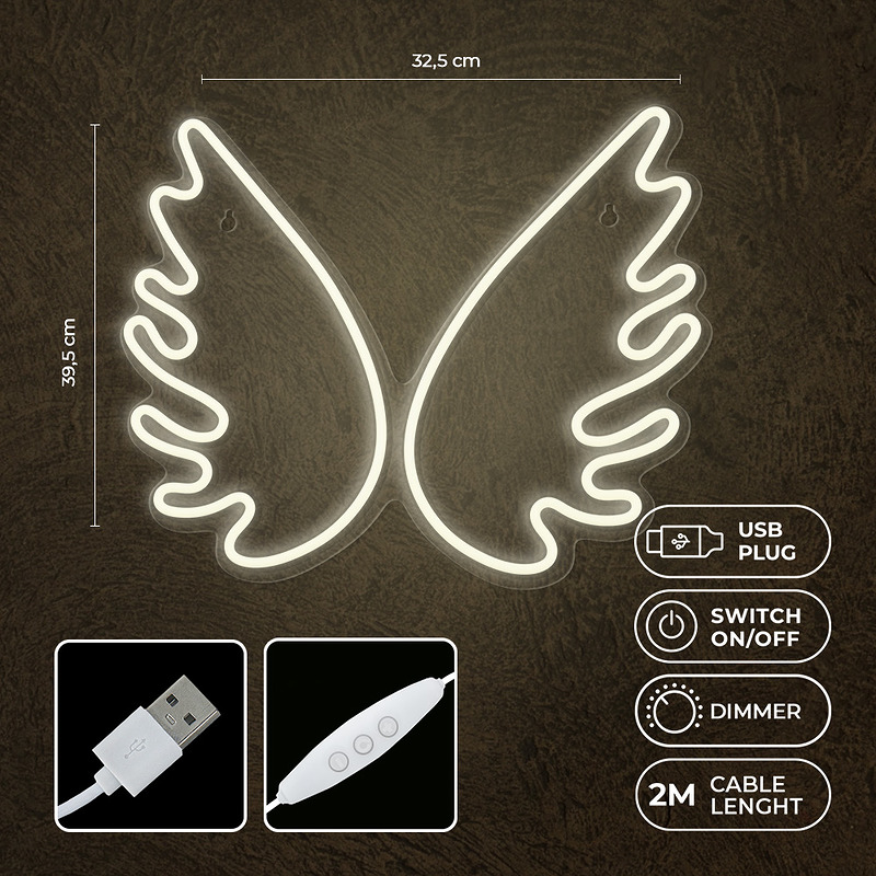 Neon PLEXI LED WINGS white FPNE09X Forever Light - Billede 5