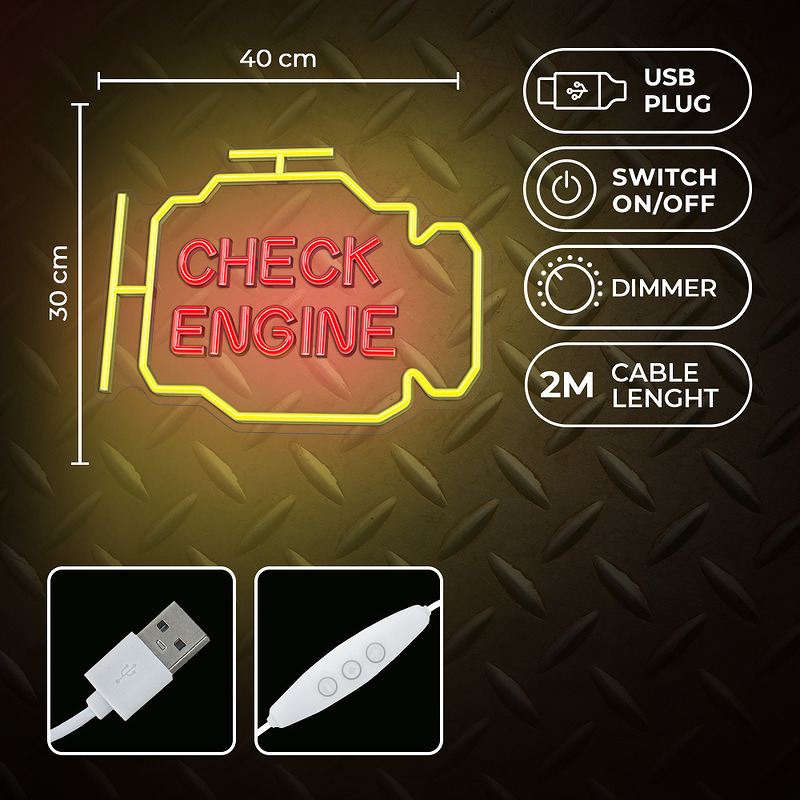 Neon PLEXI LED CHECK ENGINE yellow red NNE21 Neolia - Billede 5