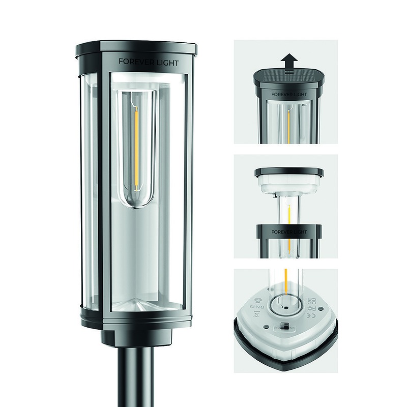 Forever Light Solar LED Lamp SUNARI FLS-97 CLASSIC Post 3000K 500mAh li-ion - Billede 3