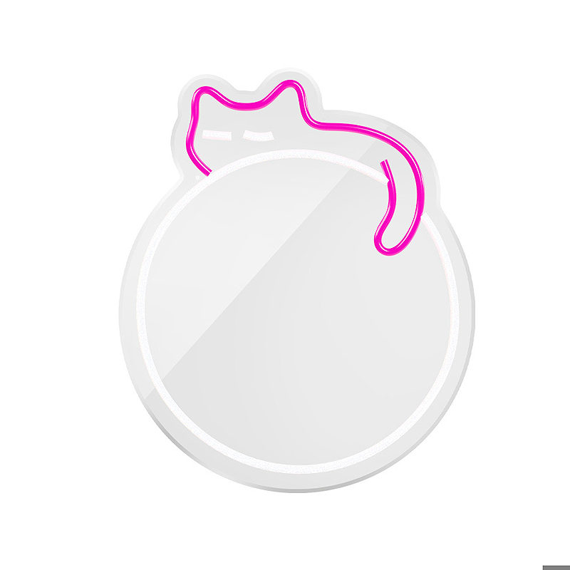 Neon MIRROR LED SLEEPING CAT white pink FMNE03 Forever Light
