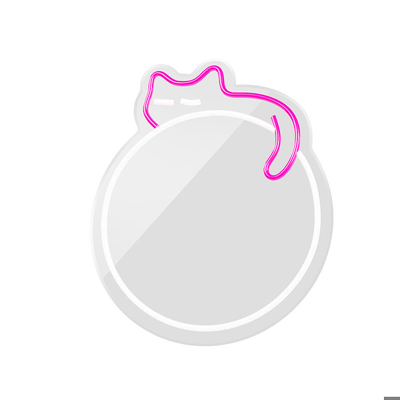 Neon MIRROR LED SLEEPING CAT white pink FMNE03 Forever Light - Billede 2
