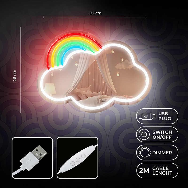 Neon MIRROR LED CLOUD multicolor FMNE05 Forever Light - Billede 5