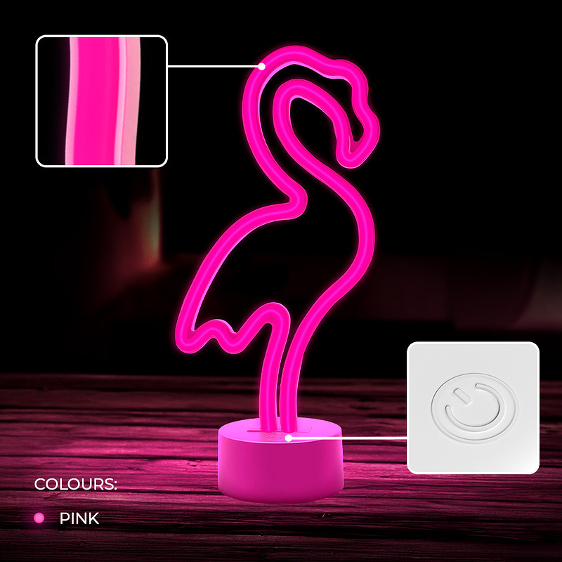 Neon LED on stand FLAMINGO pink USB-C FSC-11 Forever Light - Billede 5