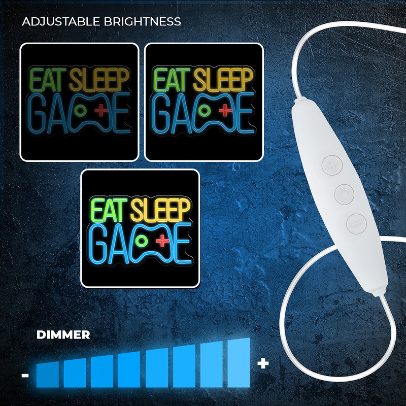 Forever Light Neon PLEXI LED EAT SLEEP GAME multicolor FPNE33 - Billede 4