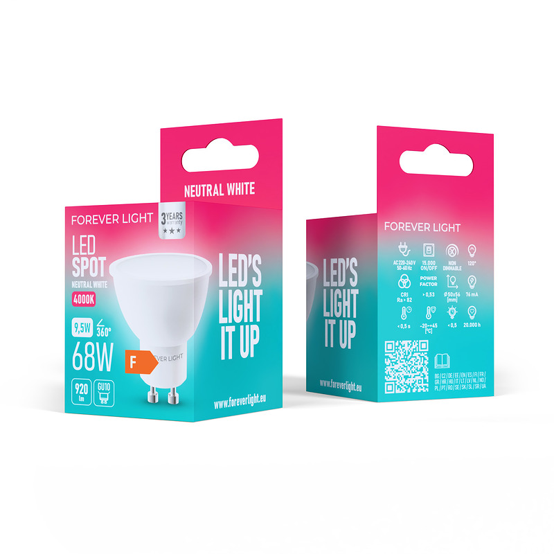 Forever Light LED Bulb GU10 9.5W 920lm 4000K class F - Billede 3