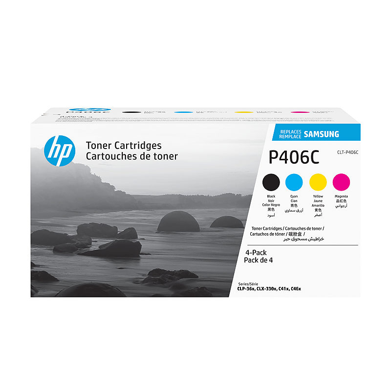 Samsung CLT-P406C Original-tonerpatron, 4-pak, cyan/magenta/gul/sort