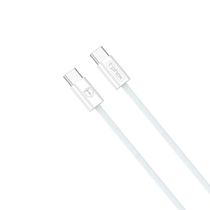 T-PHOX CC15 SERIES USB-C/USB-C CABLE 60W 3A WHITE - Billede 2