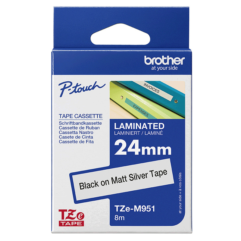 Brother TZE-M951 etiketbånd Sort på sølv - Billede 4