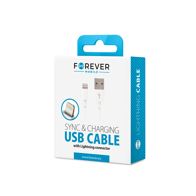 Forever cable USB - Lightning 1,0 m 1A white - Billede 2
