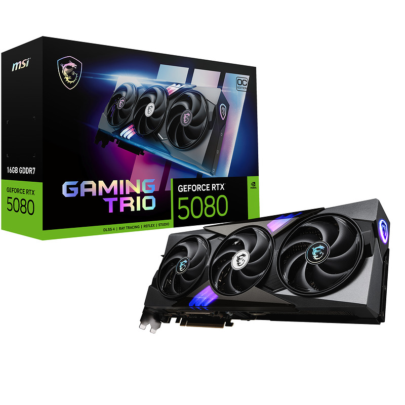 MSI GAMING GEFORCE RTX 5080 16G TRIO OC grafikkort NVIDIA 16 GB GDDR7