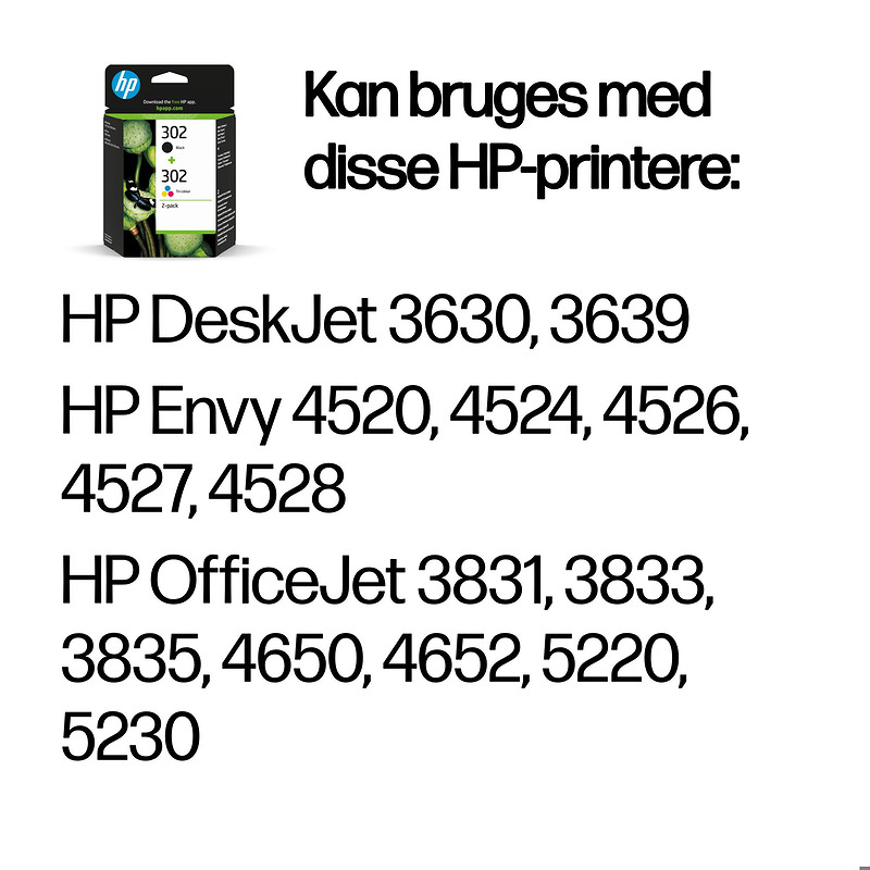 Blækpatron, HP 302 x 2 Blister pack - Billede 2