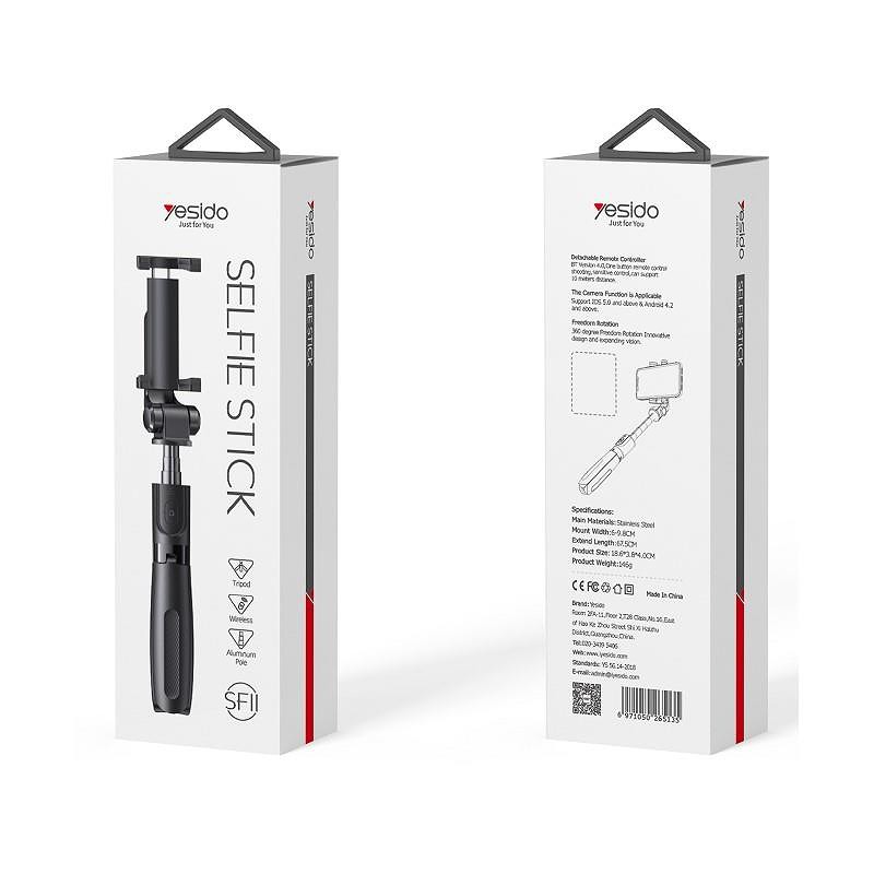 YESIDO SELFSTICK/TRIPOD BT SF11+ PILOT BLACK - Billede 2