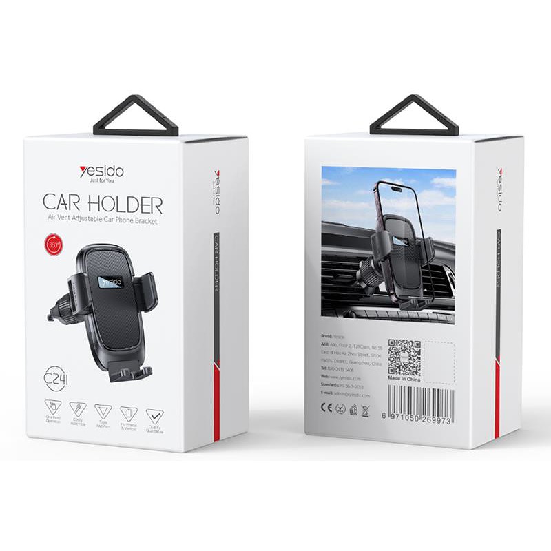 YESIDO CAR HOLDER C241 FOR VENT BLACK - Billede 2
