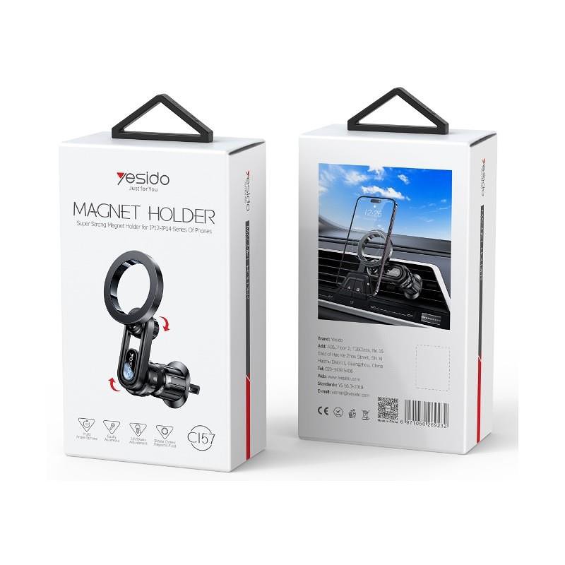 YESIDO MAGNETIC CAR HOLDER C157 FOR VENT MAGSAFE BLACK - Billede 2