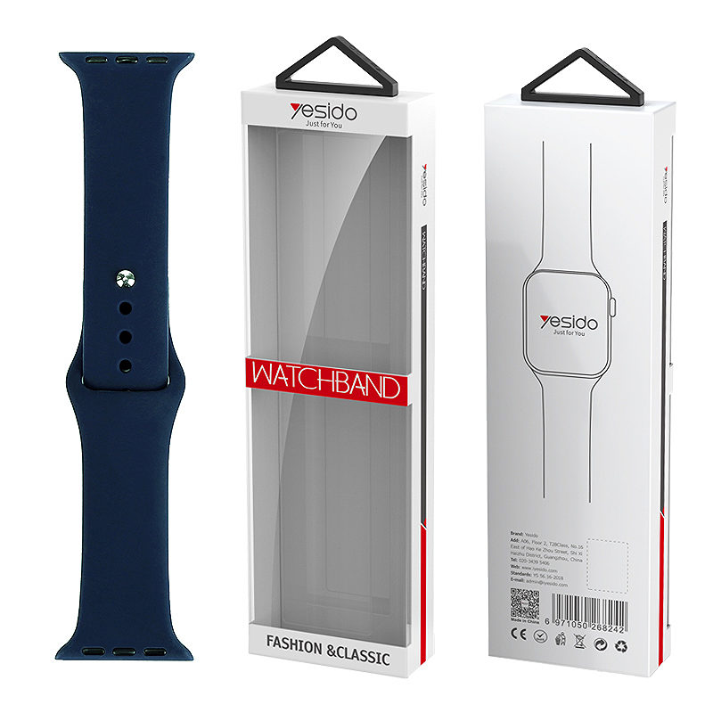 YESIDO WB44 SILICONE STRAP FOR iWATCH S 38/40/41 (97+110) #47 DEEP BLUE