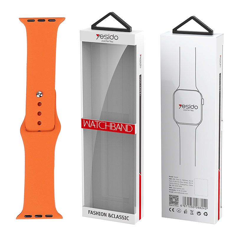 YESIDO WB44 SILICONE STRAP FOR iWATCH S 38/40/41 (97+110) #10 ORANGE