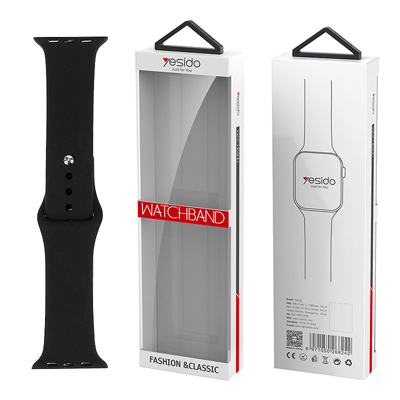 YESIDO WB44 SILICONE STRAP FOR iWATCH L 38/40/41 (97+132) #1 BLACK