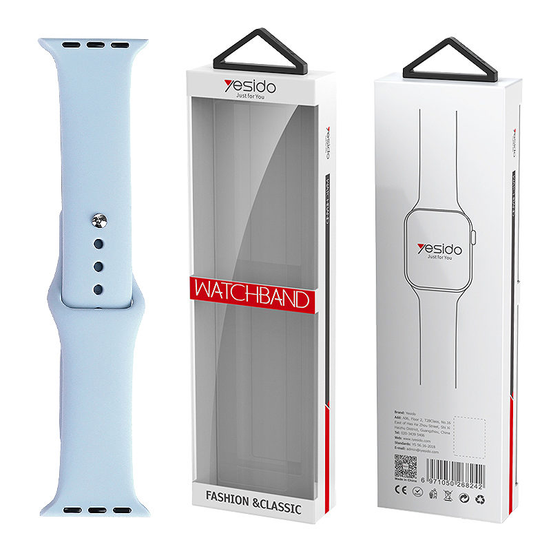 YESIDO WB44 SILICONE STRAP FOR iWATCH S 42/44/45 (97+118) #65 LIGHT BLUE