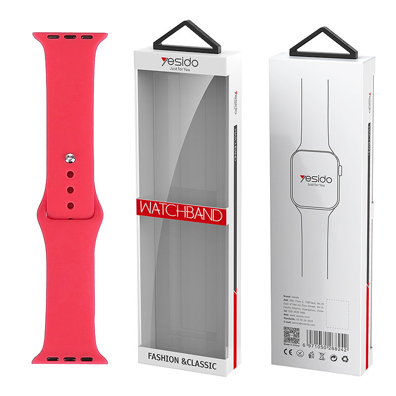YESIDO WB44 SILICONE STRAP FOR iWATCH L 42/44/45 (97+140) #54 ROSE RED