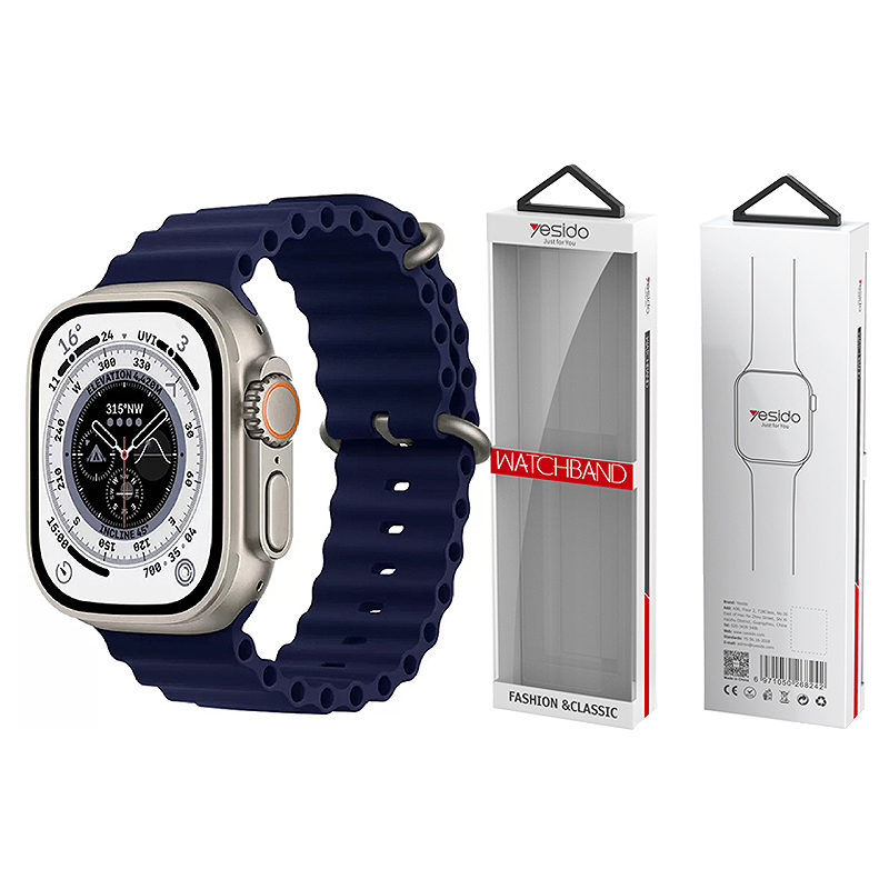 YESIDO WB21 SILICONE STRAP for APPLE WATCH 42/44/45 NAVY