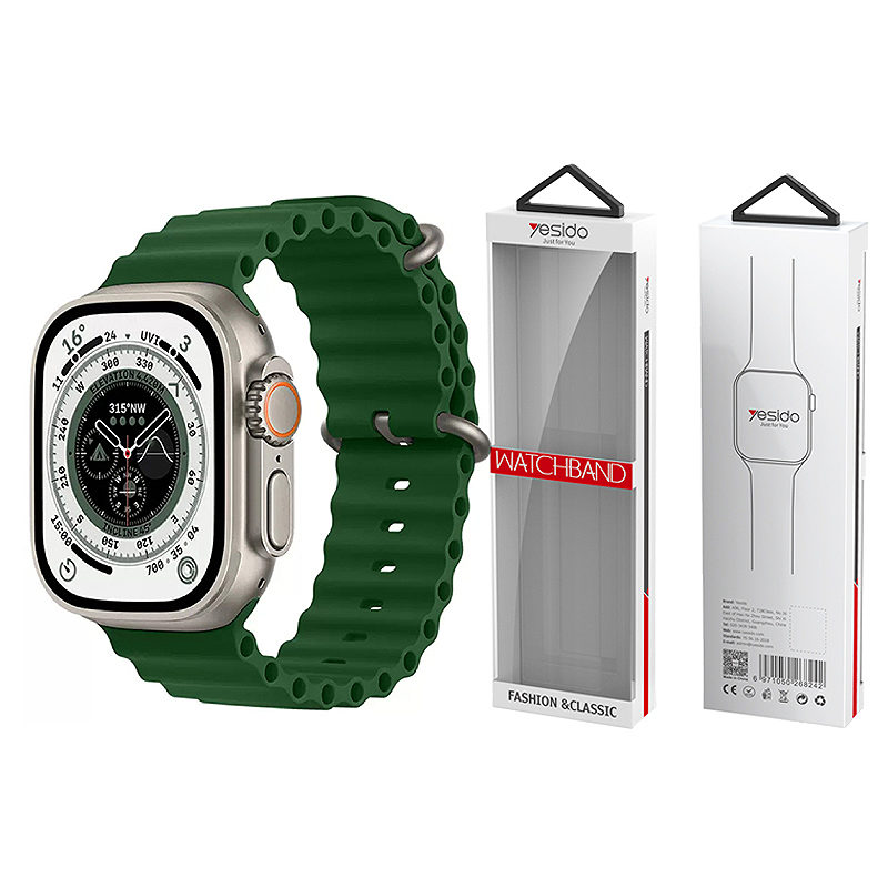 YESIDO WB21 SILICONE STRAP for APPLE WATCH 42/44/45 GREEN