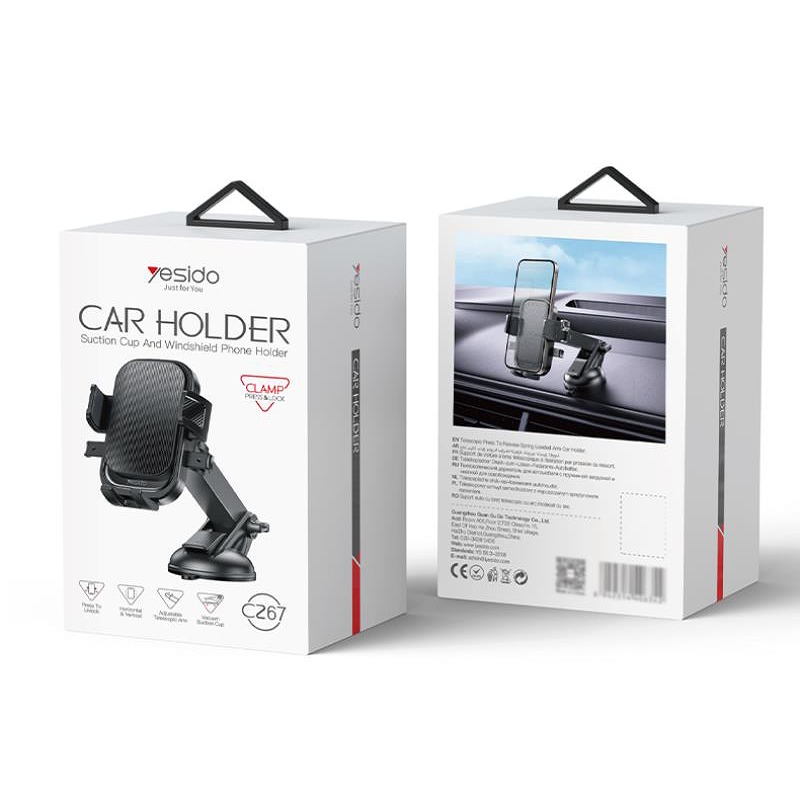 YESIDO CAR HOLDER C267 BLACK - Billede 2
