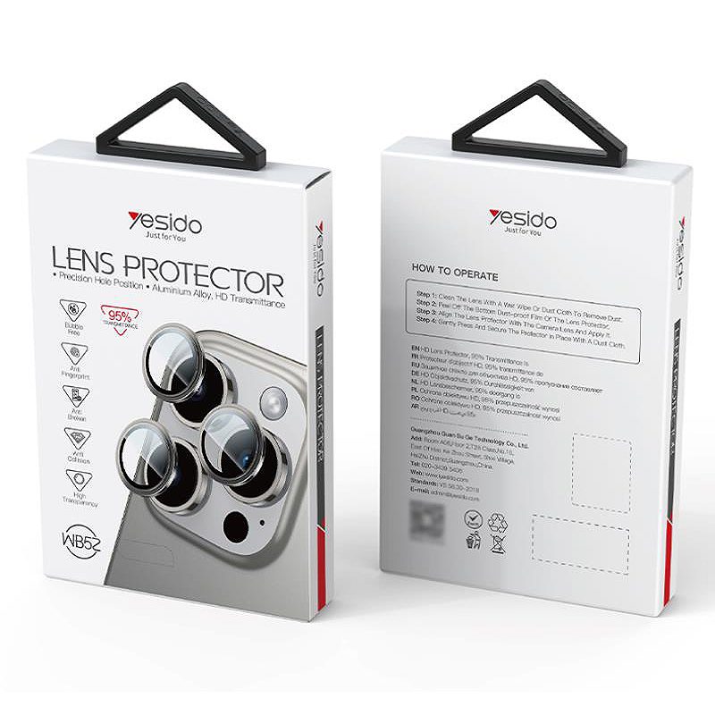 YESIDO LENS PROTECTION WB52 for IPHONE 16 PRO/ 16 PRO MAX GREY