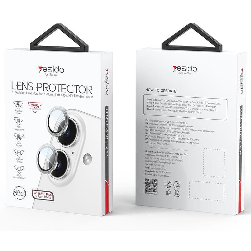 YESIDO LENS PROTECTION WB54 for IPHONE 16/16 PLUS BLACK - Billede 2