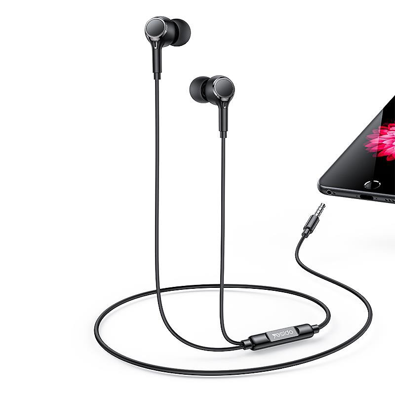 YESIDO IN-EAR PHONES YH53 AUX 3,5MM 120CM BLACK
