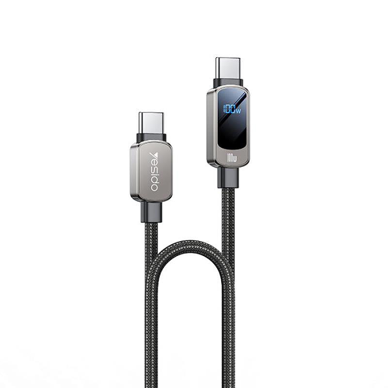 YESIDO CABLE CA179 LED TYPE-C/TYPE-C 1.2M 5A BLACK
