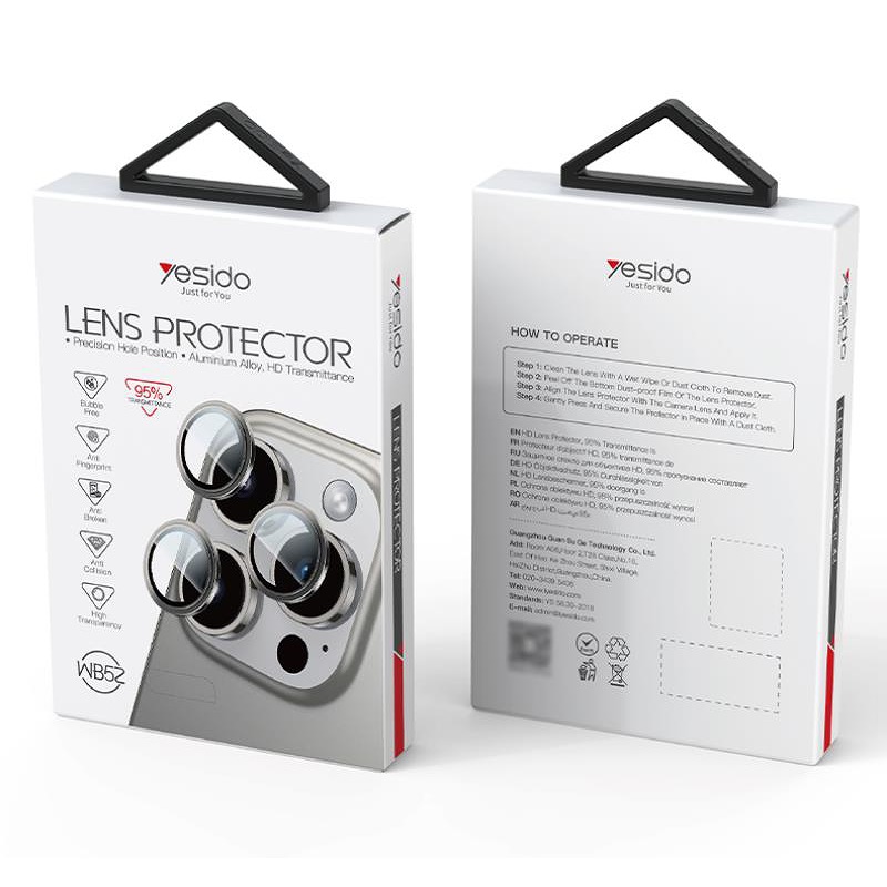 YESIDO LENS PROTECTION WB52 for IPHONE 16 PRO /16 PRO MAX BLACK