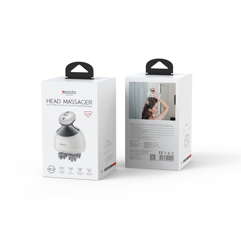Yesido IPX7 Waterproof Head Massager MG12 white 1200mAh 15-minute sessions - Billede 2